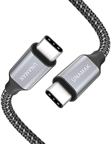 USB кабел 3.1 Gen2 3,3 Фута UNAMAK USB C-USB кабел C 10 gbps 5A 100 W-Сив