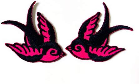 Комплект от 2 бр. Мини-Розово Черна Татуировка е Малко Перца, Лястовиче, Гълъб, Врабче, Яке с Логото на Тениска,