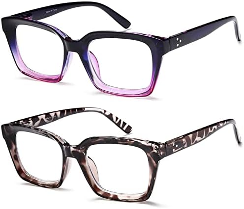 YTDBNS 2 Чифта Големи Очила за четене в ретро стил за жени, в стил за Опра, Големи Сини Светозащитные Ридеры,