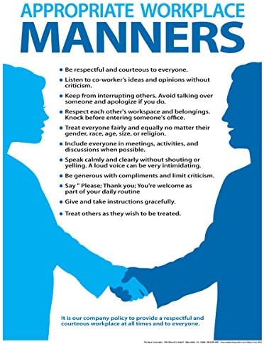 Плакат за добри маниери на работното място (18 x 24)