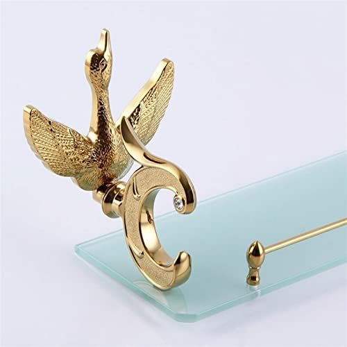 APBEAM Закачалки за банята за Душ с декорация във формата на Кристали, Златен Лак, със Стъклен рафт с Лебед,