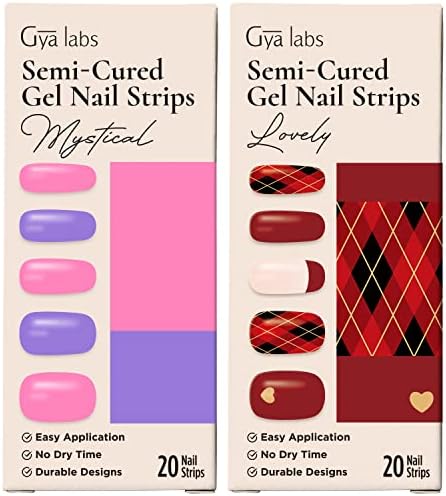 Комплект стикери за нокти Gya Labs - Трайни нокти за жени - Ленти за нокти с Наполовина отвержденным гел (20