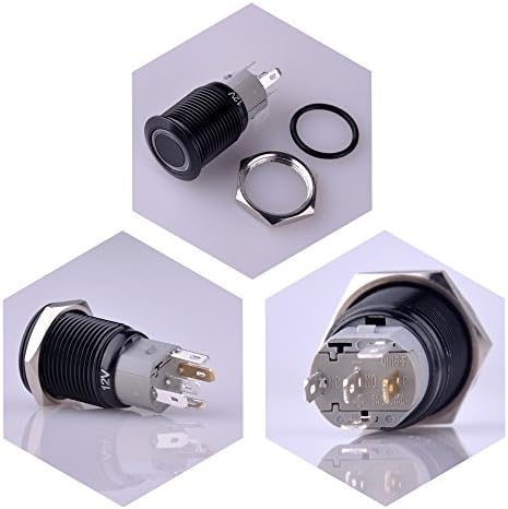 Незабавен бутон на ключа Ulincos® U16F1 1NO1NC в черно-метален корпус с бял led пръстен е Подходящ за монтиране