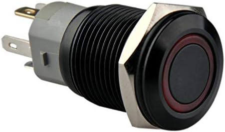 Незабавен бутон на ключа Ulincos® U16F1 1NO1NC в черно-метален корпус с Червени led пръстен е Подходящ за монтиране