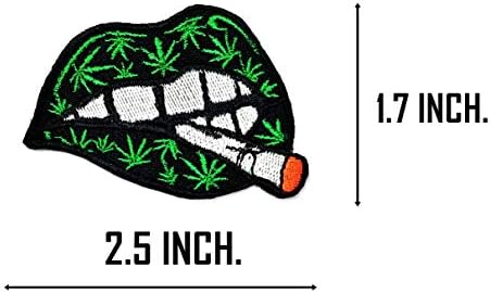 ВЕДНЪЖ, ПО 3 бр. За устни секси черно с марихуана лист мода бродирана апликация на кръпка, карикатура на децата