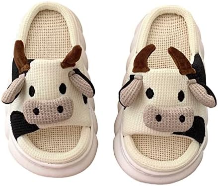 LUOBIN/чехли с анимационни крава, зимни домашни чехли за улицата, за мъже и жени