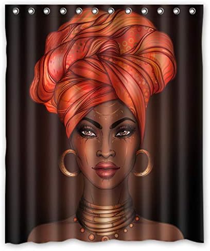 KXMDXA Афроамериканская Жена Красива Момиче Завеса За Душ От Полиэстеровой Плат Размер на Душ Завеси 60 X 72