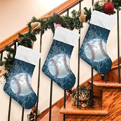 xigua 1 Опаковка Коледни Чорапи, Коледни Чорапи с 3D Бейсбольным Модел, Украса за Камината, Окачен Украшение