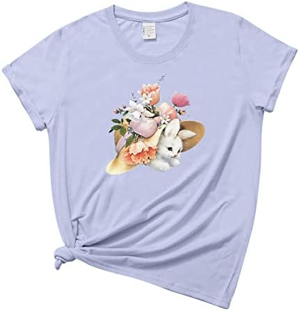 Женска Тениска с Кръгло Деколте и Графичен Принтом, Къс Ръкав, Цветен Блок Тениска, Топ, Дълги Приталенные Ризи