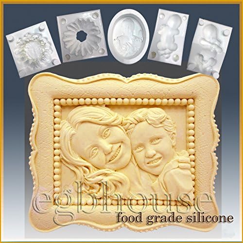Майка и дете в класическа рамка - Детайл Горельефной скулптура - Силиконова форма за сапун / Захар / празни