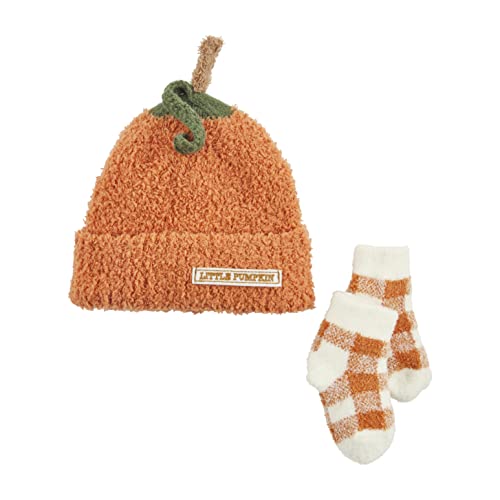 Комплект от детска шапка и чорапи Mud Pie от шенилна с тиква, Унисекс, 0-12 месеца