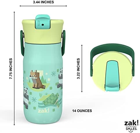 Бебешко шише за вода Zak Designs Harmony Minecraft за пътуване или у дома, 14 унции от рециклирана неръждаема