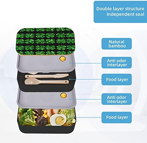 Голяма Кутия за закуска Allgobee Bento Box St-Patricks-Glitter-Shamrock С Набор от прибори за хранене от 40