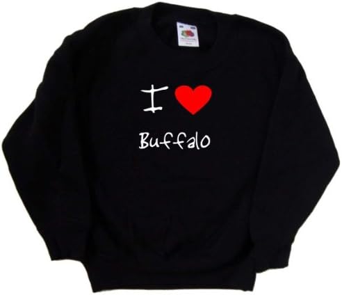 Черна детска Hoody I Love Heart Buffalo