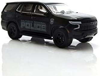 Полицейска кола преследване на Chevy Tahoe 2021 година на издаване, Черно - зелена Кола в мащаб 30342-1/64,