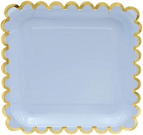 Украсете хартиени чинии пастелни тонове нащърбена златно фолио (9 инча, 48 опаковки).