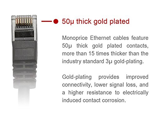 Пач-кабел Monoprice Flexboot Cat6 Ethernet - Мрежов интернет-кабел - RJ-45, Блокирани, 550 Mhz, UTP, Чисти гола
