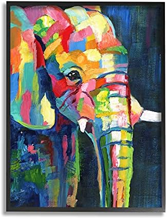 Модерна живопис Stupell Industries Слон, Абстрактна Лоскутная Дъга, Дизайн Nan Black, Монтиране на изкуството