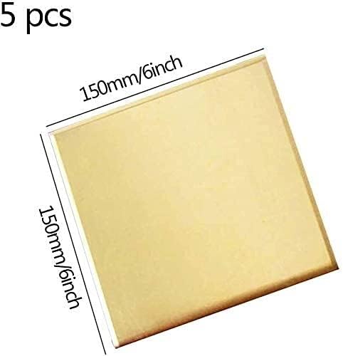 YUESFZ Месинг лист Разнообразни diy 150x150 mm/6x6 см, 5 бр. Латунная Плоча от Медни листа (Размер: 3 мм /0,11