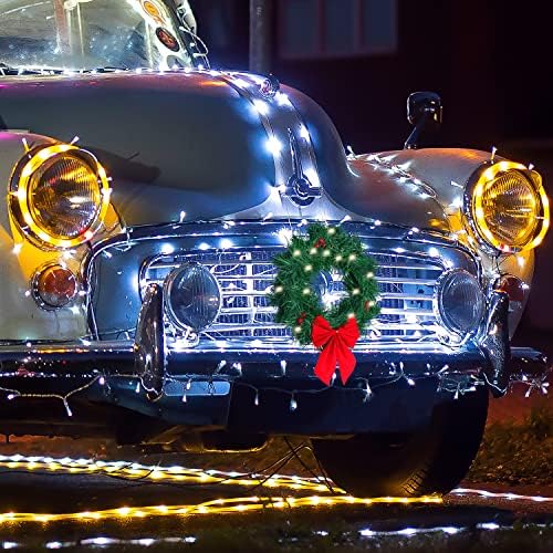 Коледен Венец за украса на автомобила, с осветление, Подходящи за лек автомобил, камион, автомобил или друго