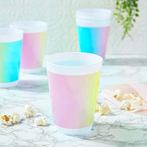 За многократна употреба Пластмасови Чаши Sparkle and Bash, Пастелно Преливащи се цветове, за да проверите за