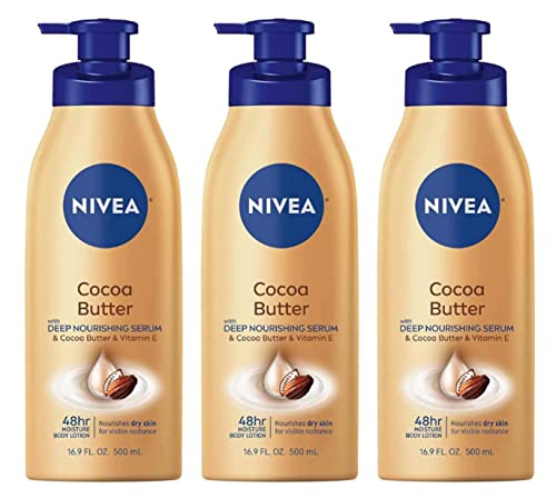 Лосион NIVEA с масло от какао 16,9 унция с фанфари (За суха и много суха кожа) (500 мл) (3 опаковки)