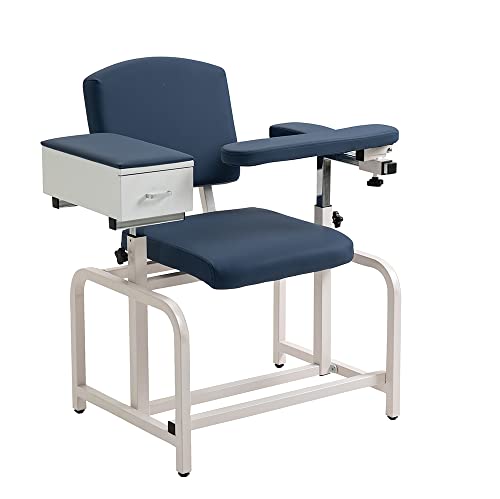 Лабораторно стол за флеботомии Medycare Draw с Мек Мек подлакътник и чекмедже (в синьо)