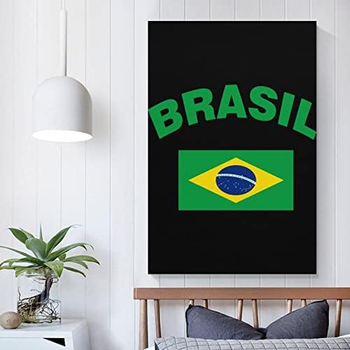Флаг на Бразилия Печатна Картина на Стенно Изкуство, Съвременно Произведение, Вертикална Подвесная Картина за