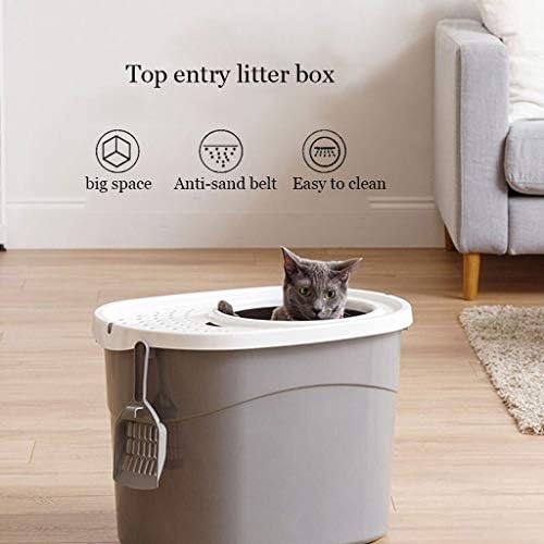 Кутии за котешки тоалетни с най-вход Кутия за котешки тоалетни с Лъжичка за котешки тоалетни, Тава за боклук,