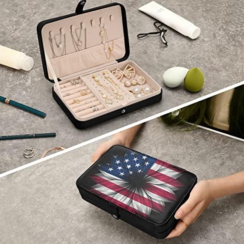Дж JOYSAY американски флаг пътуване в ковчег за бижута органайзер малка кутия за бижута ПУ кожена мини-ковчег
