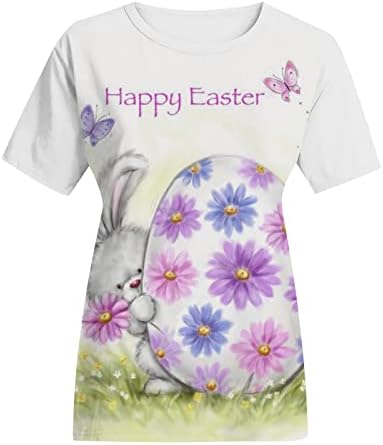 Великденски Ризи за Жени, Тениска с изображение на Заек, Тениски с Хубав Принтом Заек, Летни Блузи с Къс Ръкав