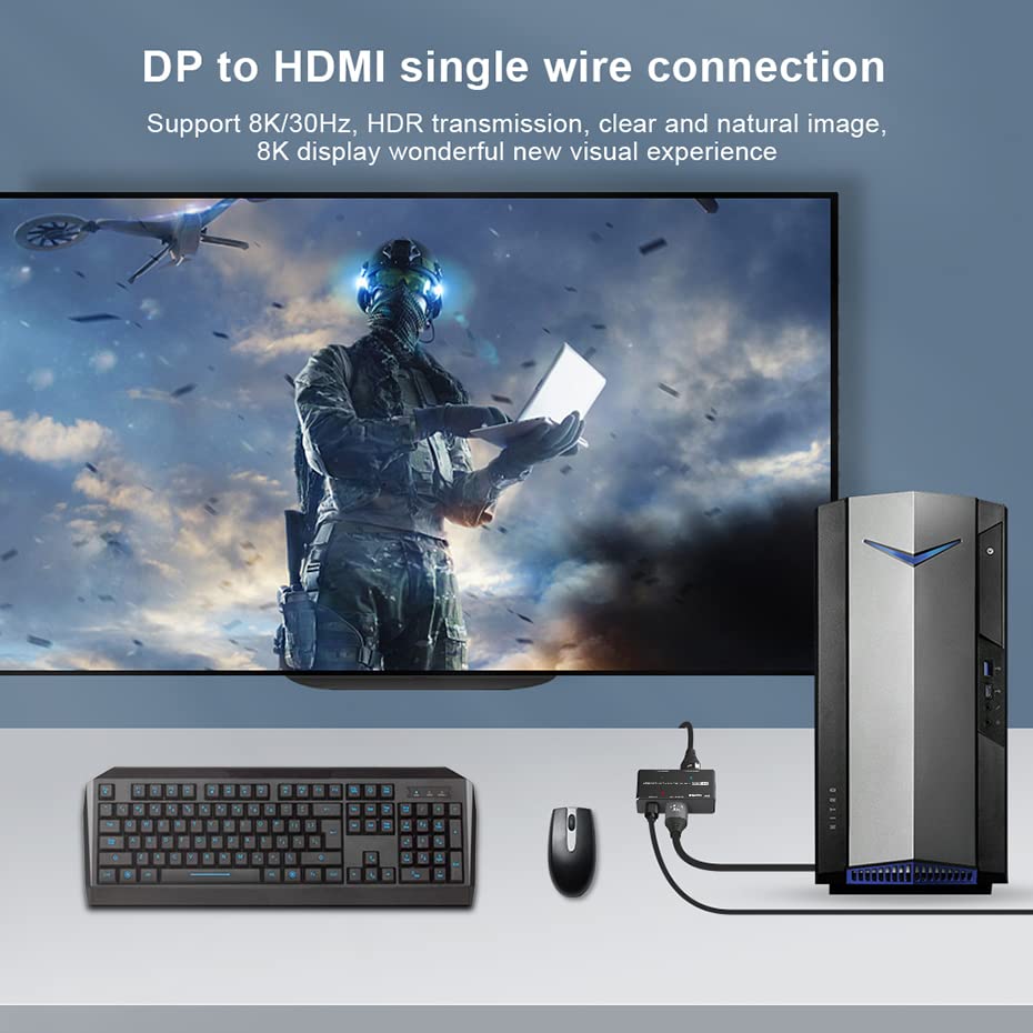 ALYYDBG 8K DP-на входа на газа DP и HDMI, сплитер Displayport Displayport MST Хъб Поддържа DP 1.4 in на DP1.4