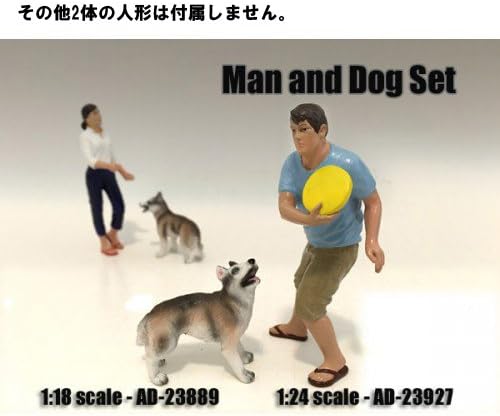 Комплект фигурки за Човек и Куче от 2 части За модели в мащаб 1:24 от American Diorama 23927