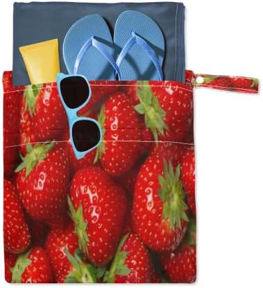 Тема ягоди мокър суха чанта, 2 пакета с цип, кърпа, пелена Чанта органайзер чанта водоустойчива множество влажна