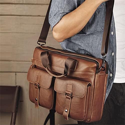 Чанта за компютър, Европейската и американската кожена чанта-месинджър в Ретро стил, Мъжки портфейл, Бизнес