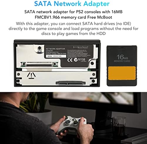 Мрежов адаптер Pomya PS2 с интерфейс SATA HDD Твърд Диск за SonyPS2 Playstation2 с карта памет 16 MB FMCB версия