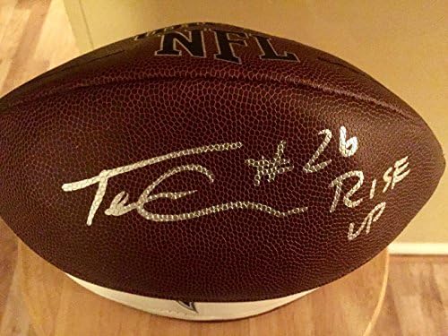 Тевин Колман Подписа Футболна топка С Автограф Atlanta Соколи Rise Up JSA 49ers - Футболни топки С Автографи