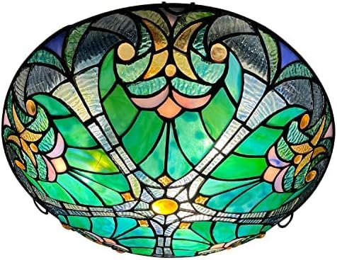 Плафониери ARTZONE Тифани, Тавана лампа от Витражного стъкло с 3 Лампи, 16-Инчов Тавана лампа Tiffany Скрит