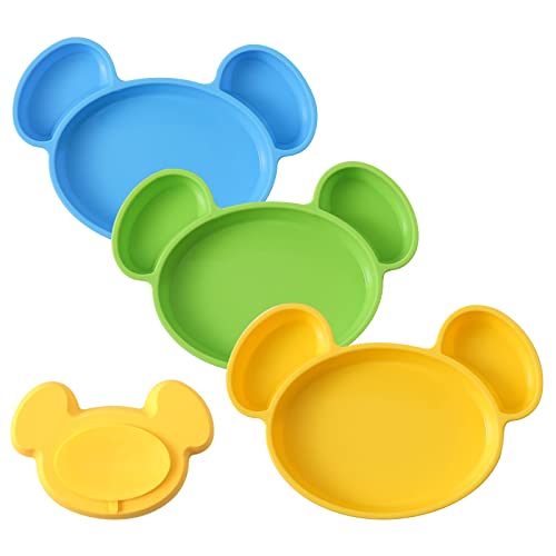 Детска чиния Eyoulyer, Силиконови чиния за деца, Детска чиния | Комплект от 3 теми | прибори за хранене,