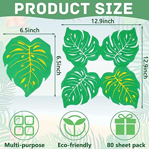 80 Опаковки Хартиени Салфетки във формата на зелени листа, на Салфетки за партита от Палмови листа, Салфетки