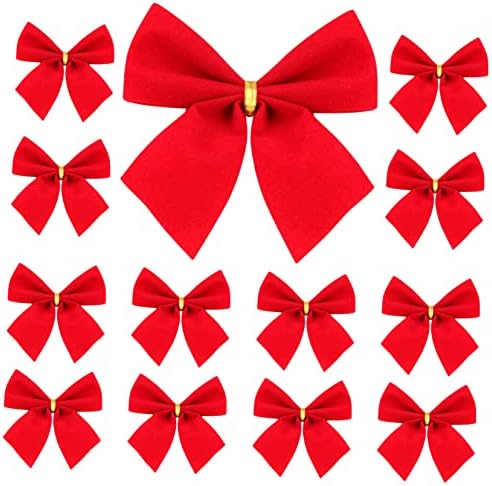 SEWACC Открит Венец Червени Панделки Открит Подаръчен Комплект 12шт Лък Коледна Украса С Лък Големи Украса За