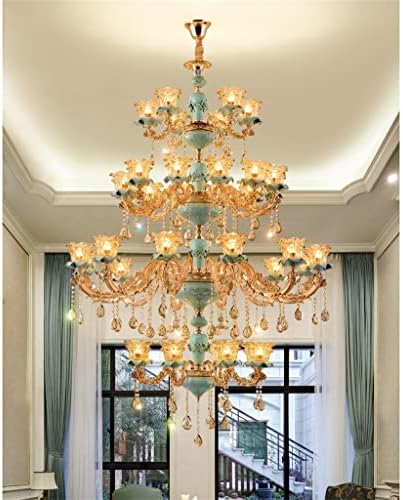 Голям Полилей CZDYUF, Кристален Лампа в Европейски Стил, Лампа За Дневна, Керамични имотът включва триетажна