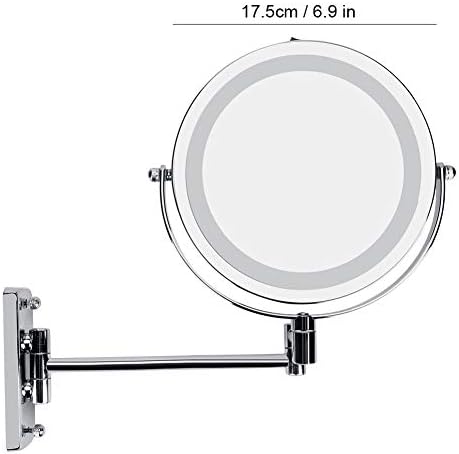 ZRQYHN LED Стенно Огледало за Грим със Завъртане на 360 Градуса, Завъртане Огледало с Осветление за Баня, Спални