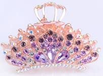 Шнола принцеса от 3 теми, метални Големи блестящи пролетта фиби за коса с кристали. Кристален Пролетно Шнола