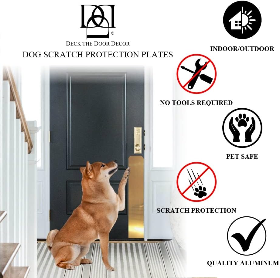 Deck the Door Decor | Защитна плоча за врати от драскотини от куче - Анодизиран алуминий - Магнитно закрепване