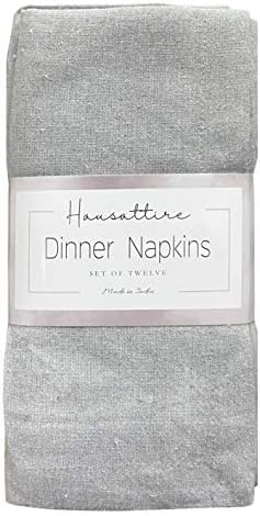 Комплект кърпички от плат Hausattire, 12 броя (18x18 инча) Сиви Памучни кърпички за Многократна употреба, за вечеря - Трайни и са идеални за ежедневна употреба