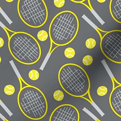 Плат Spoonflower - Тенис Малки Спортни Топки За ракети на Открито, Забавни Скала, Сив, Жълт, с принтом на Венчелистчетата,