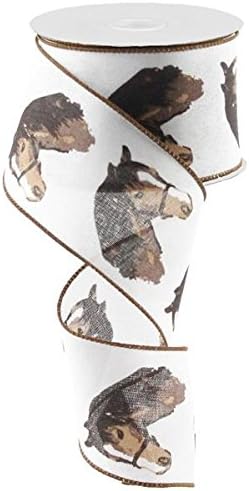 Метална лента от зебло с конете главата, Кафяво-бяла (2,5 инча х 10 ярда): RG0165527