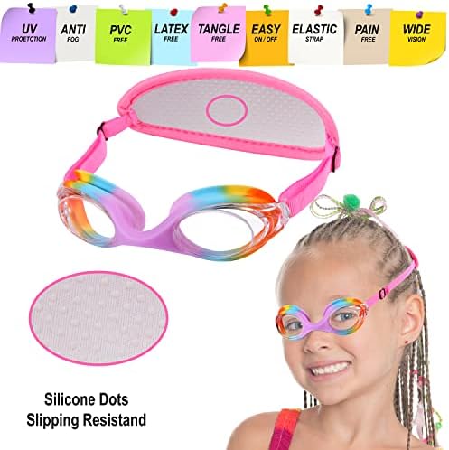 Гидрокомфортные Детски Очила За плуване 3-8 години, Очила За деца Без Издърпване на Косата, Текстилен Ремък