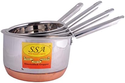 Комплект тенджери за готвене и сервиране сос SHIV SHAKTI ARTS Кухня Star от Неръждаема Стомана /Tadka Pan /Fry